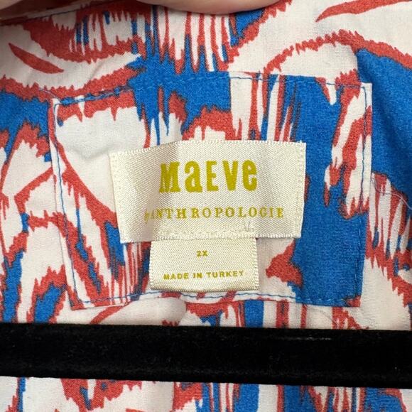 Maeve Anthropologie Baby Doll Flutter Sleeve Floral Cotton Midi Dress 2X - Picture 6 of 7